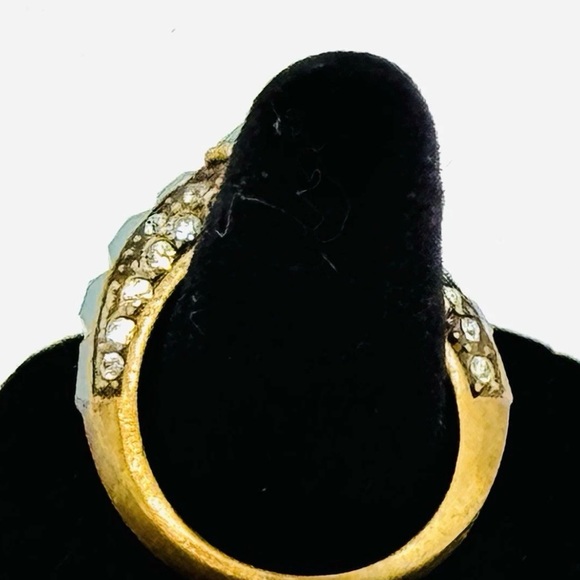 Heidi Daus Gold and Light Blue Crystal Ring